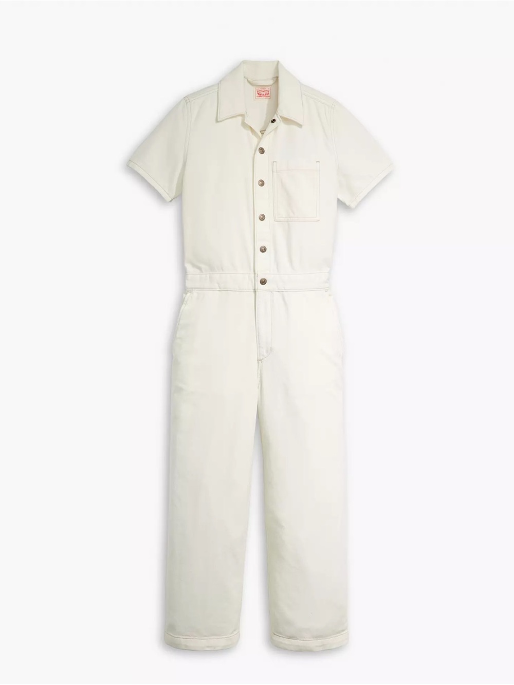 Levi Strauss Cream Short-Sleeve Utility Jumpsuit